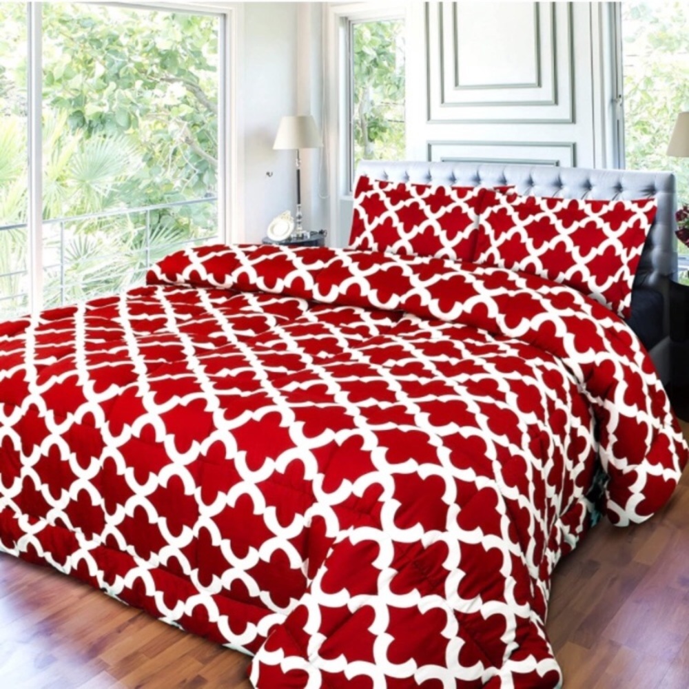 Red Bedding Printed Comforter Set - Picture 4 of 8